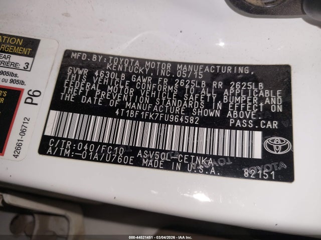 Toyota CAMRY LE 2015 4T1BF1FK7FU964582 Image 9