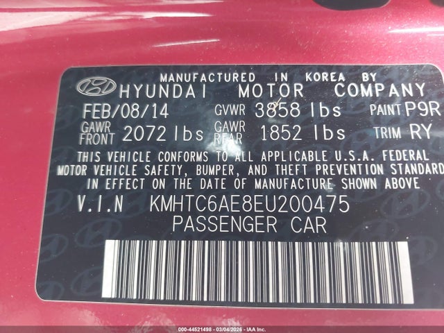 Hyundai Veloster Turbo W/black 2014 KMHTC6AE8EU200475 Image 9