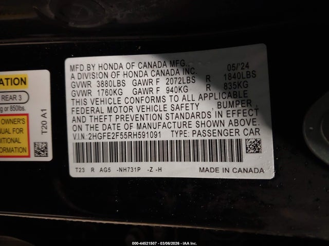 2024 HONDA CIVIC 2HGFE2F55RH591091 Photo 8