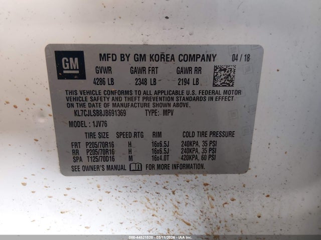Chevrolet Trax Lt 2018 KL7CJLSB8JB691369 Image 9