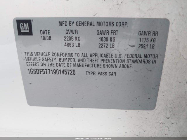 44521527 :رقم المزاد ، 1G6DF577190145726 vin ، 2009 Cadillac Cts Standard مزاد بيع