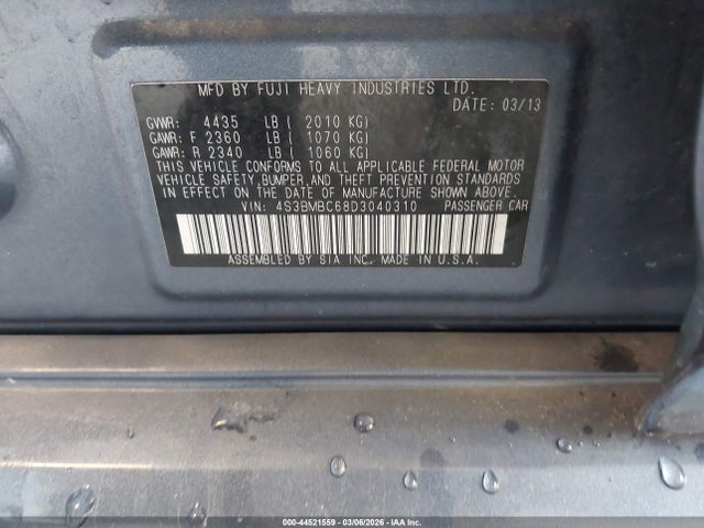 Продаж на аукціоні авто 2013 Subaru Legacy 2.5i Premium, vin: 4S3BMBC68D3040310, номер лоту: 44521559