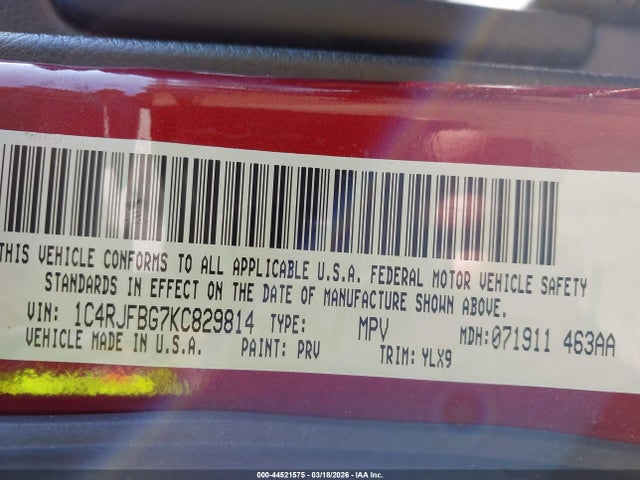 2019 JEEP GRAND CHEROKEE 1C4RJFBG7KC829814 Photo 8