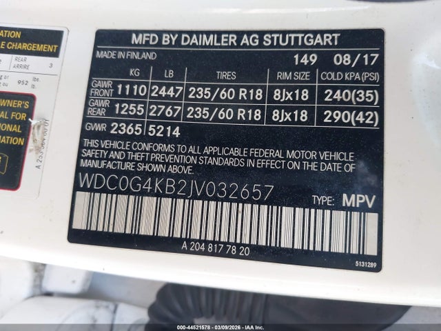Продажа на аукционе авто 2018 Mercedes-benz Glc 300 4matic, vin: WDC0G4KB2JV032657, номер лота: 44521578