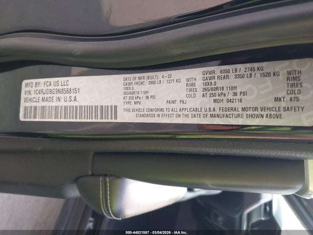 1C4RJGBG9N8568151 Jeep Grand Cherokee Limited 4x2