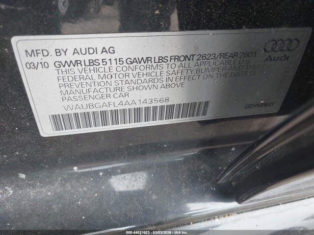 2010 AUDI S4 WAUBGAFL4AA143568 Photo 8