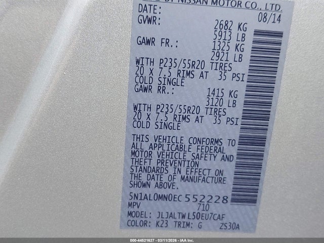 2014 INFINITI QX60 5N1AL0MN0EC552228 Photo 8