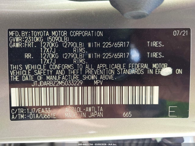 Продажа на аукционе авто 2021 Lexus Nx 300, vin: JTJDARBZ2M5033229, номер лота: 44521764