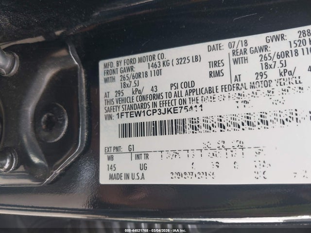 1FTEW1CP3JKE75411 Ford F-150 Xlt