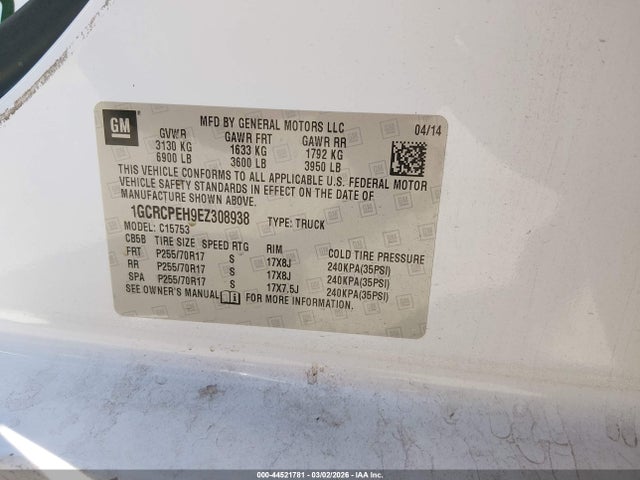 1GCRCPEH9EZ308938 Chevrolet Silverado 1500 Work Truck 1wt