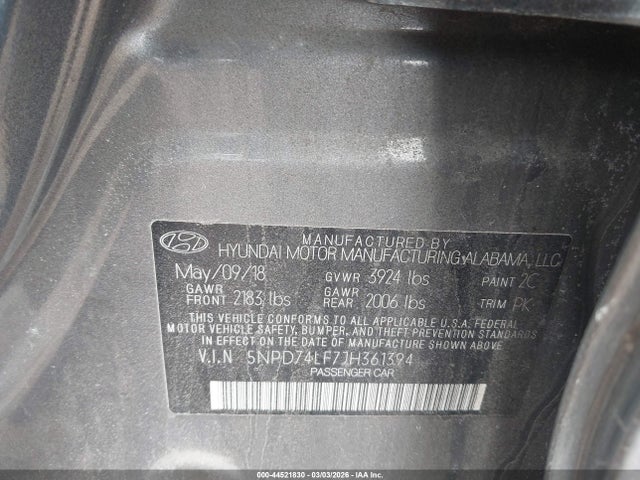 Aukcja sprzedaży 2018 Hyundai Elantra Se, vin: 5NPD74LF7JH361394, numer aukcji: 44521830