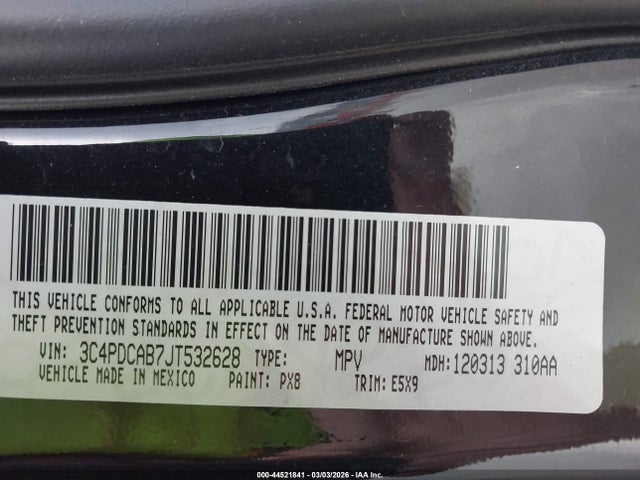 44521841 :رقم المزاد ، 3C4PDCAB7JT532628 vin ، 2018 Dodge Journey Se مزاد بيع