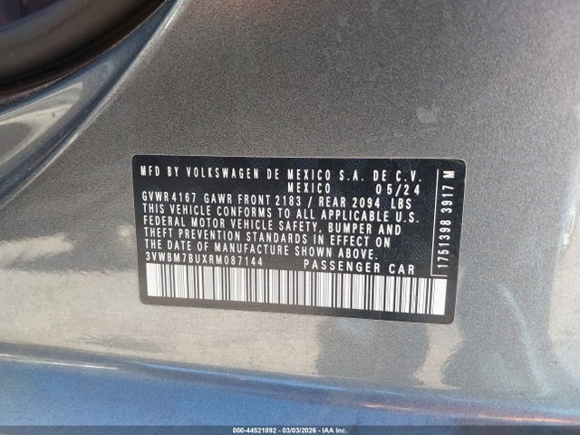 Продаж на аукціоні авто 2024 Volkswagen Jetta 1.5t Sport, vin: 3VWBM7BUXRM087144, номер лоту: 44521892