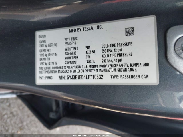 2020 TESLA MODEL 3 5YJ3E1EB4LF710832 Photo 8
