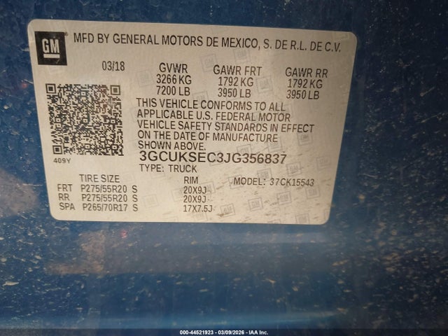 Chevrolet Silverado 1500 1lz 2018 3GCUKSEC3JG356837 Image 9