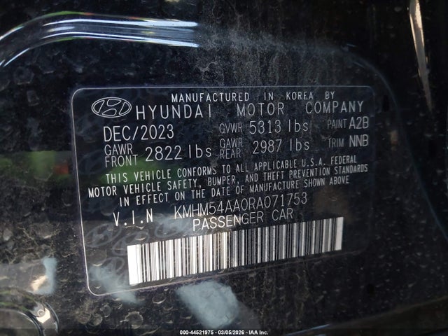 2024 Hyundai Ioniq 6 Limited მანქანა იყიდება აუქციონზე, vin: KMHM54AA0RA071753, აუქციონის ნომერი: 44521975