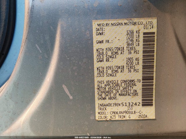 1N6AA0EJ9EN513242 Nissan TITAN S