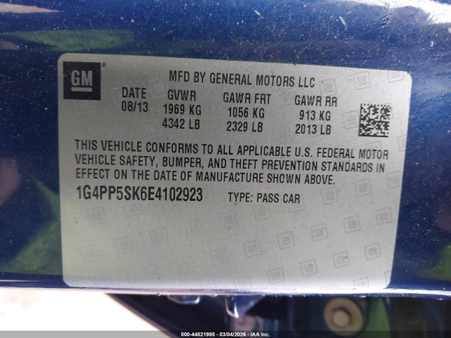 44521995 :رقم المزاد ، 1G4PP5SK6E4102923 vin ، 2014 Buick Verano مزاد بيع