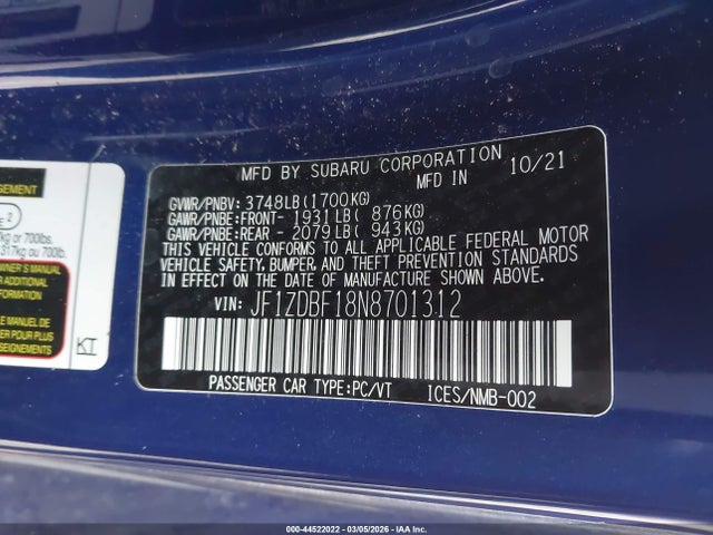 2022 SUBARU BRZ JF1ZDBF18N8701312 Photo 8