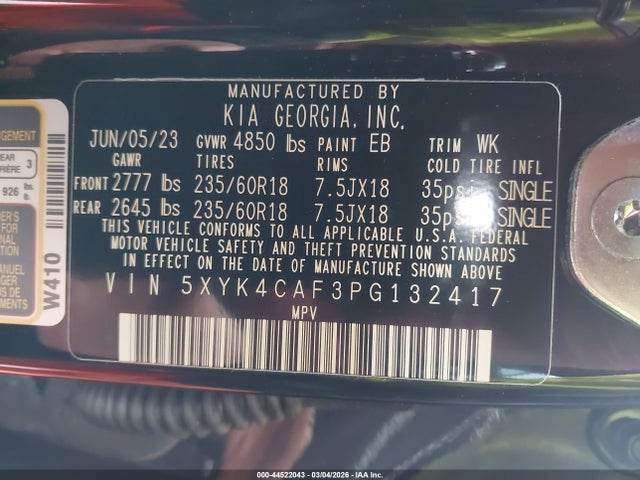 Aukcja sprzedaży 2023 Kia Sportage Sx, vin: 5XYK4CAF3PG132417, numer aukcji: 44522043