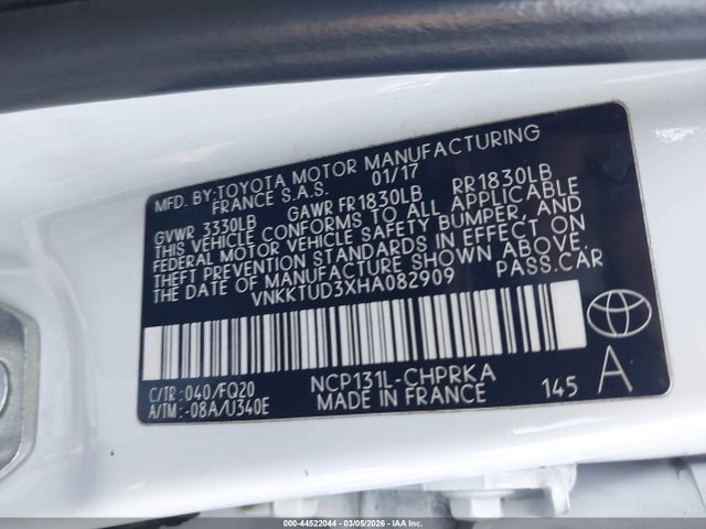 VNKKTUD3XHA082909 Toyota YARIS L