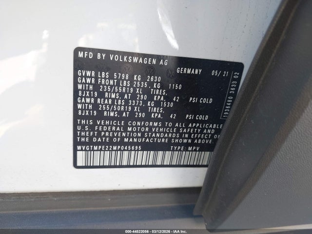 WVGTMPE22MP045695 Volkswagen ID.4 PRO S