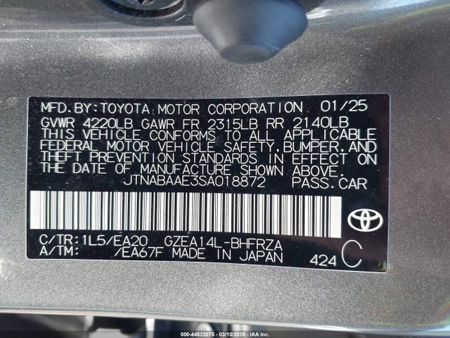Продаж на аукціоні авто 2025 Toyota Gr Corolla Premium, vin: JTNABAAE3SA018872, номер лоту: 44522075