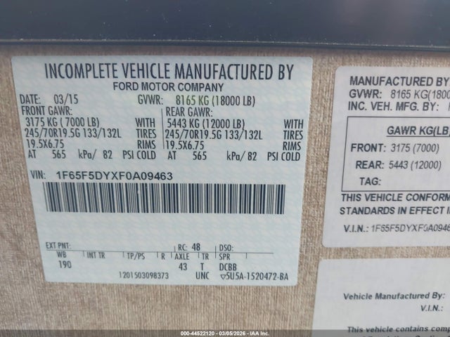 1F65F5DYXF0A09463 Ford F53
