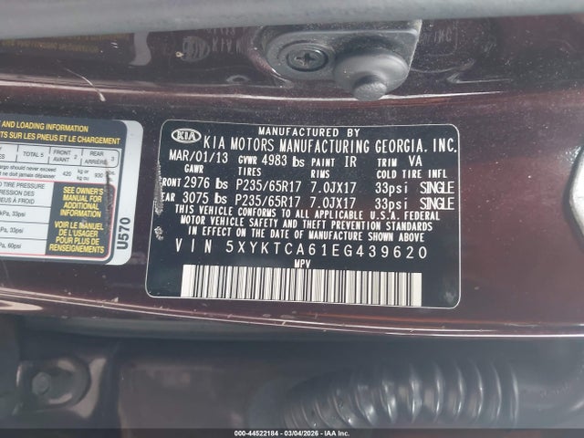 KIA SORENTO LX 2014 5XYKTCA61EG439620 Image 9
