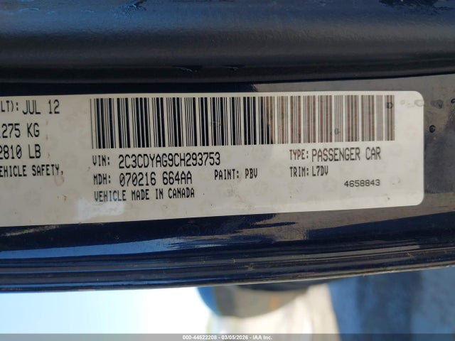 Aukcja sprzedaży 2012 Dodge Challenger Sxt, vin: 2C3CDYAG9CH293753, numer aukcji: 44522208