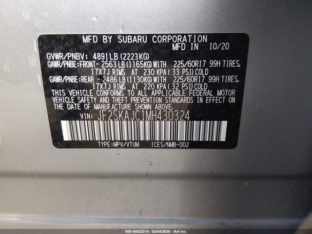 JF2SKAJC1MH430324 Subaru Forester Premium