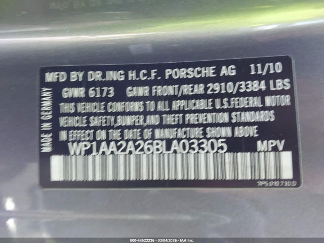 2011 PORSCHE CAYENNE WP1AA2A26BLA03305 Photo 8