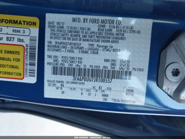 Ford Fusion Hybrid S 2018 3FA6P0UU7JR100557 Image 9