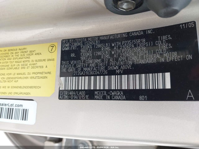 2006 Lexus Rx 330 მანქანა იყიდება აუქციონზე, vin: 2T2GA31U36C047726, აუქციონის ნომერი: 44522275