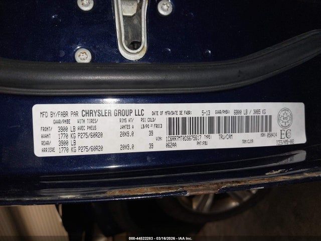 Aukcja sprzedaży 2013 Ram 1500 Sport, vin: 1C6RR7MT0DS675617, numer aukcji: 44522283