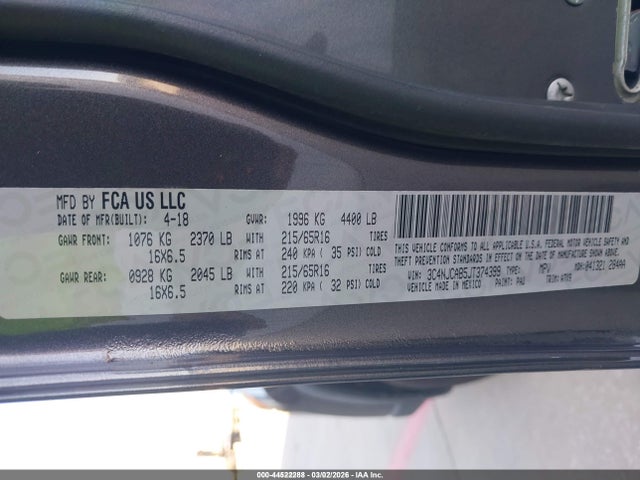 3C4NJCAB5JT374399 Jeep Compass Sport Fwd