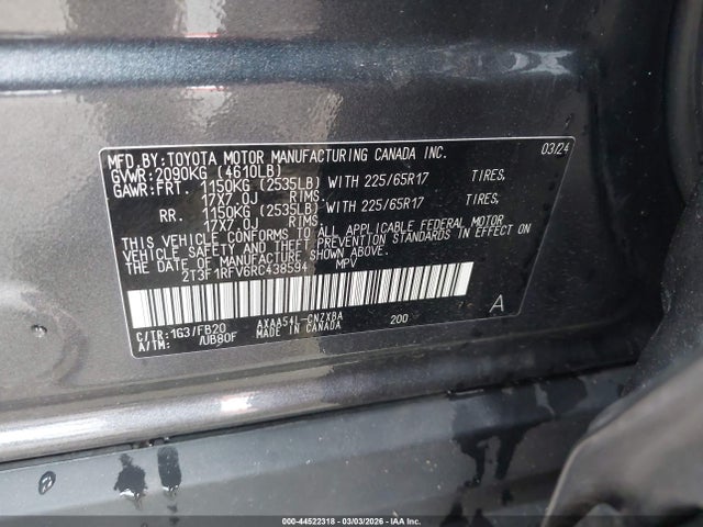 Toyota RAV4 LE 2024 2T3F1RFV6RC438594 Image 9