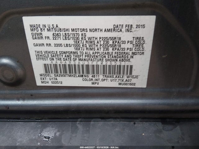 Продаж на аукціоні авто 2015 Mitsubishi Outlander Sport Es, vin: 4A4AR3AU3FE026531, номер лоту: 44522327