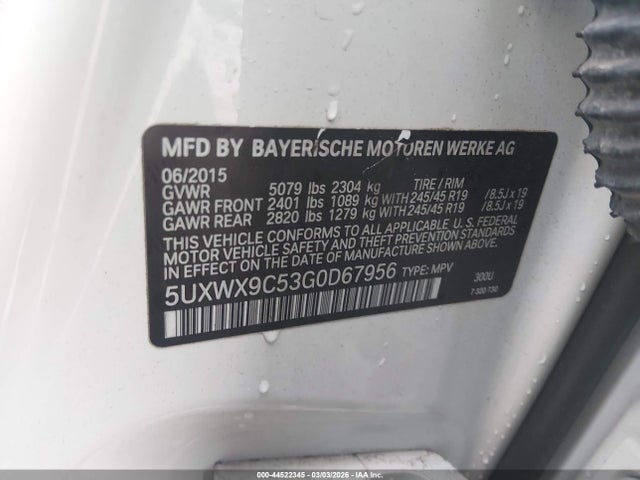 Aukcja sprzedaży 2016 Bmw X3 Xdrive28i, vin: 5UXWX9C53G0D67956, numer aukcji: 44522345
