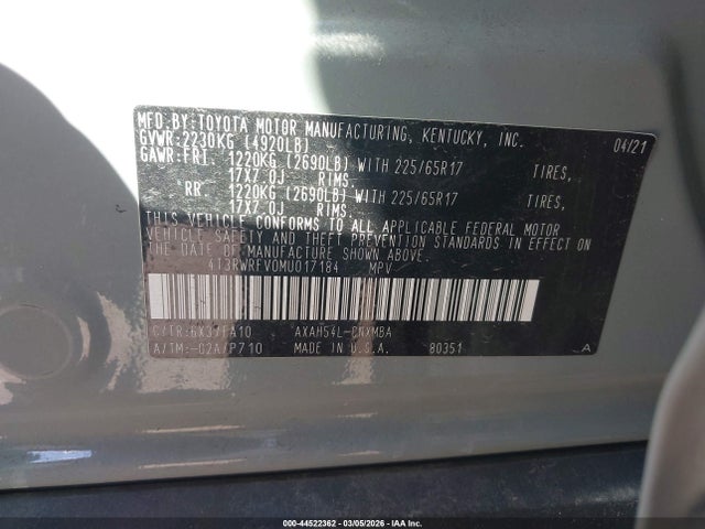 2021 TOYOTA RAV4 HYBRID 4T3RWRFV0MU017184 Photo 8