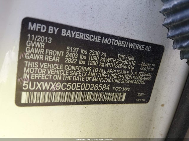 5UXWX9C50E0D26584 BMW X3 Xdrive28i