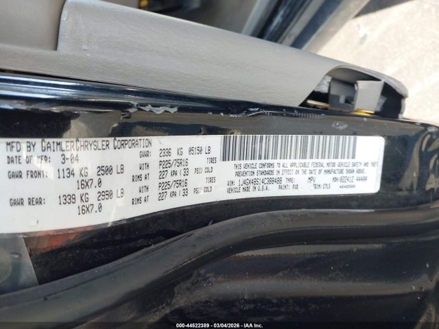44522389 :رقم المزاد ، 1J4GX48S14C388488 vin ، 2004 Jeep Grand Cherokee Laredo مزاد بيع