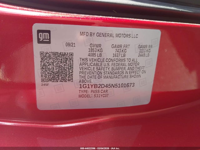 2022 CHEVROLET CORVETTE STINGRAY 1G1YB2D45N5101673 Photo 8