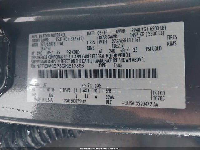 Ford F-150 Xlt 2016 1FTEW1EP3GKE17806 Image 9