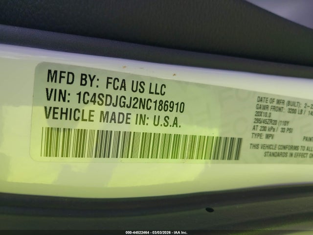 2022 DODGE DURANGO 1C4SDJGJ2NC186910 Photo 8