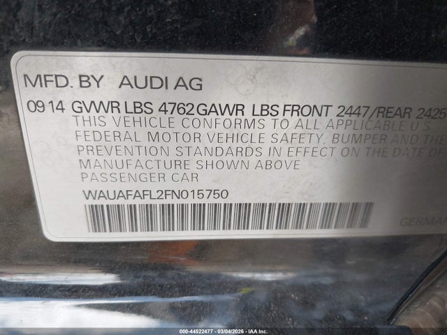 2015 AUDI A4 WAUAFAFL2FN015750 Photo 8