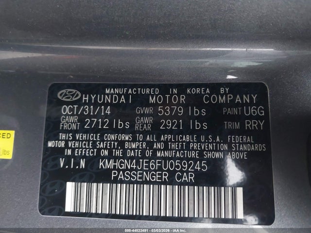 2015 HYUNDAI GENESIS KMHGN4JE6FU059245 Photo 8