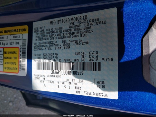 Ford Fusion Hybrid S 2018 3FA6P0UU0JR100559 Image 9