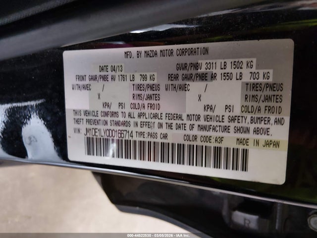 Aukcja sprzedaży 2013 Mazda Mazda2 Touring, vin: JM1DE1LY0D0166714, numer aukcji: 44522530