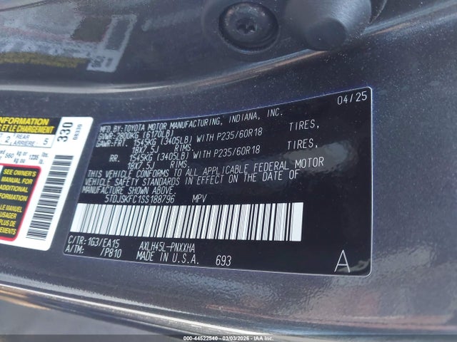 5TDJSKFC1SS188796 Toyota SIENNA XLE